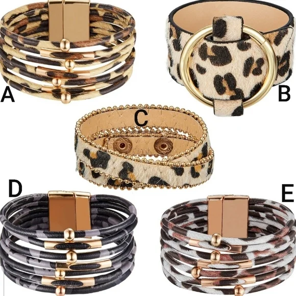 Boho Leopard Print Bracelets - Picture 2 of 11